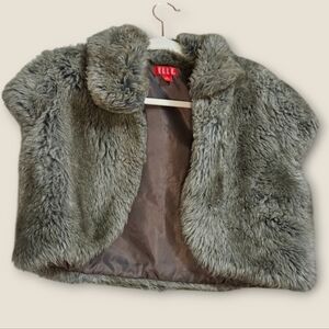 ELLE Vintage Faux fur cropped vest. Grey toned. Size small